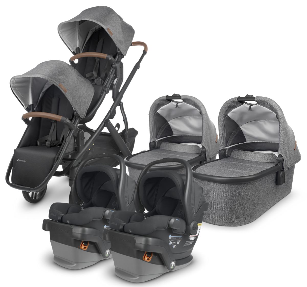 UPPAbaby VISTA V2 Twin Double Stroller + MESA V2 Travel System Bundle - Greyson / Jake