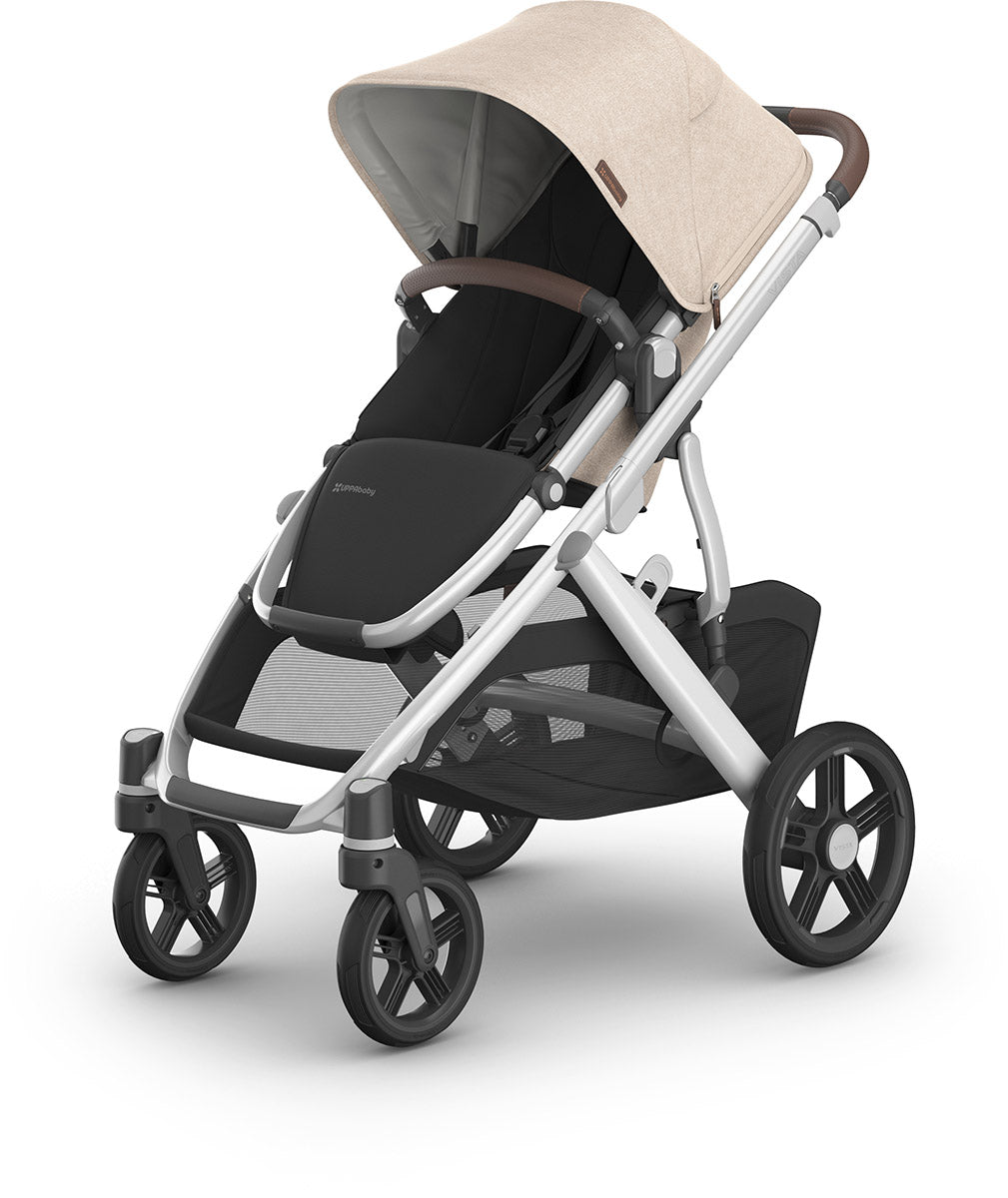 UPPAbaby Vista V3 Single-to-Double Stroller - Declan (Oat Melange / Silver Frame / Chestnut Leather)