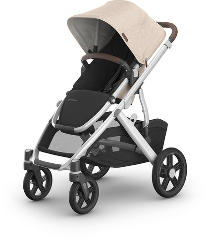 UPPAbaby Vista V3 Single-to-Double Stroller - Declan (Oat Melange / Silver Frame / Chestnut Leather)