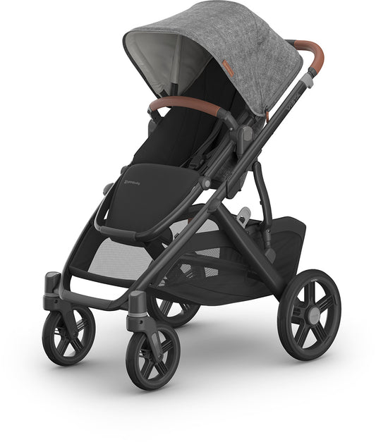 UPPAbaby Vista V3 Single-to-Double Stroller - Greyson (Charcoal Melange / Carbon Frame / Saddle Leather)