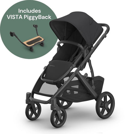 UPPAbaby Vista V3 Single-to-Double Stroller + PiggyBack Ride-Along Bundle - Jake