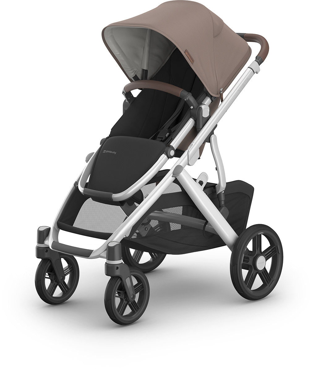 UPPAbaby Vista V3 Single-to-Double Stroller - Theo (Dark Taupe / Silver Frame / Chestnut Leather)