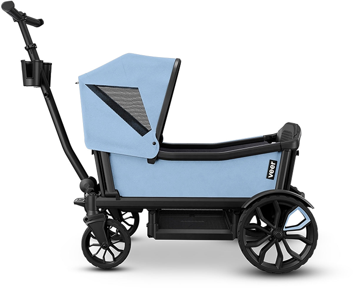 Veer Cruiser (2 Seater) Stroller Wagon + Sidewall Kit + Canopy Bundle - Blue Beryl