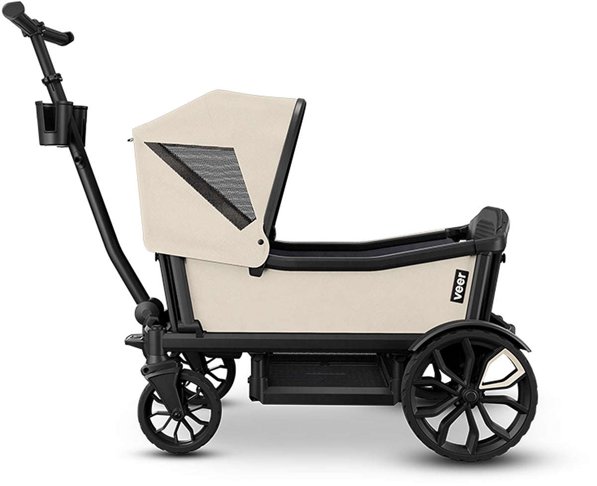 Veer Cruiser (2 Seater) Stroller Wagon + Sidewall Kit + Canopy Bundle - Natural