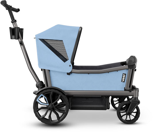 Veer Cruiser City (2 Seater) Stroller Wagon + Sidewall Kit + Canopy Bundle - Blue Beryl