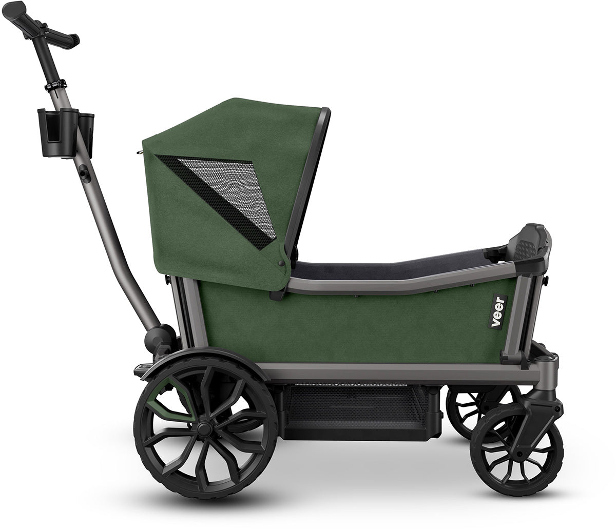 Veer Cruiser City (2 Seater) Stroller Wagon + Sidewall Kit + Canopy Bundle - Green Jasper