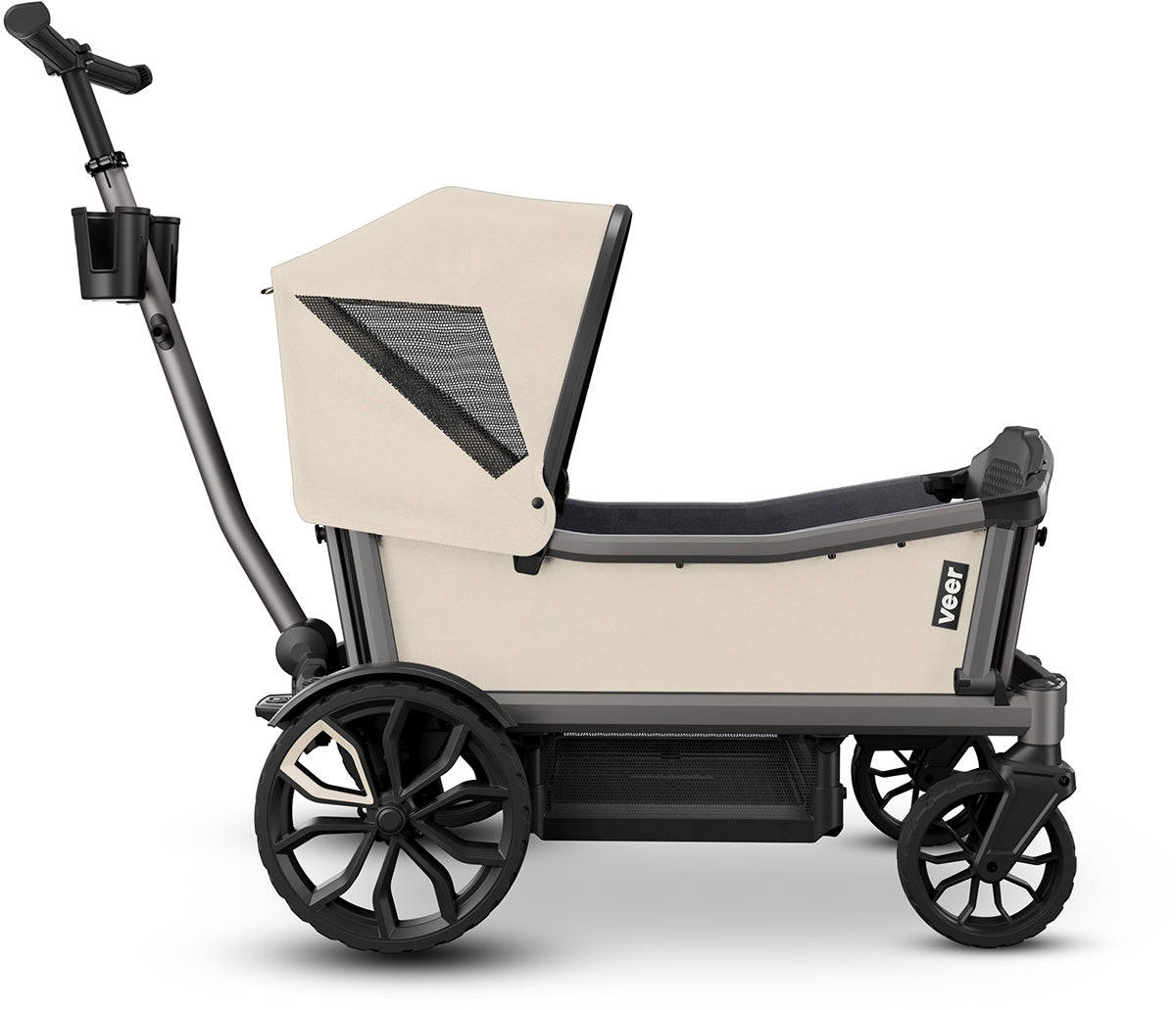 Veer Cruiser City (2 Seater) Stroller Wagon + Sidewall Kit + Canopy Bundle - Natural