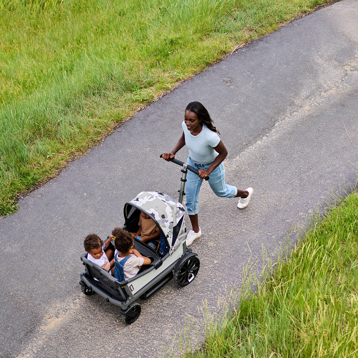 Veer Cruiser City XL (4 Seater) Stroller Wagon + Sidewall Kit + Canopy Bundle - Blue Beryl