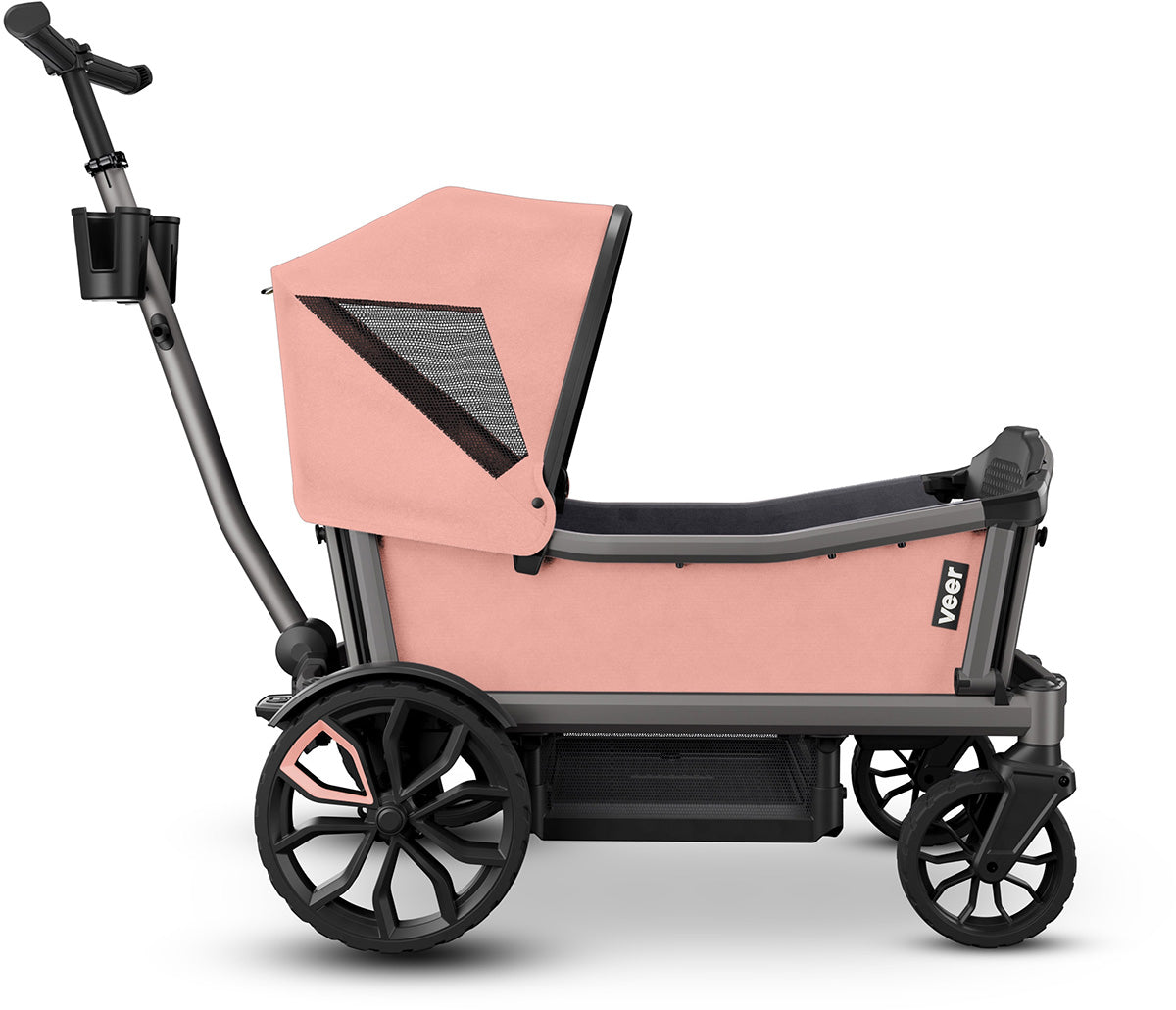 Veer Cruiser City XL (4 Seater) Stroller Wagon + Sidewall Kit + Canopy Bundle - Rose Quartz