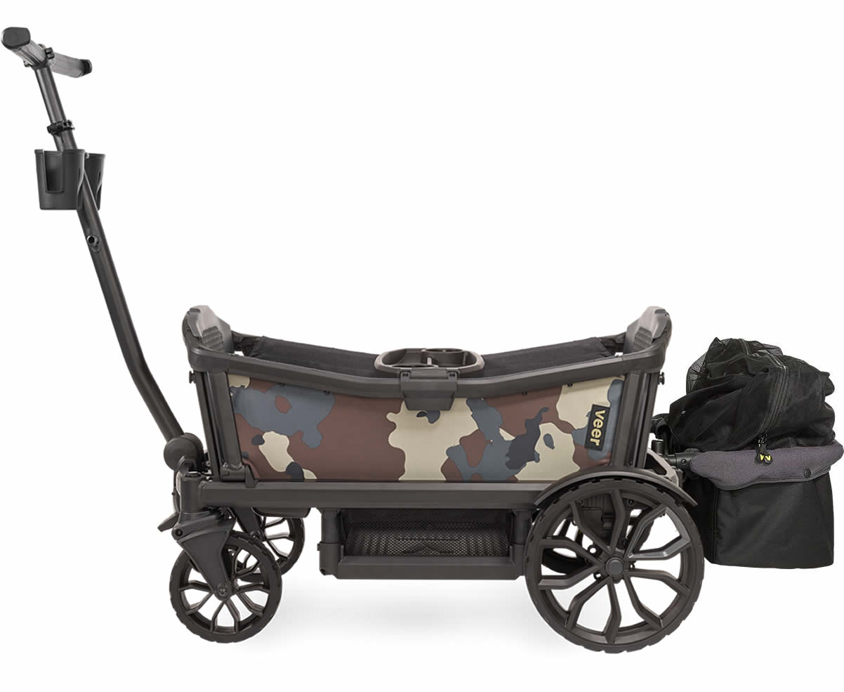 Veer Cruiser (2 Seater) Stroller Wagon + Basket Bundle - Camo