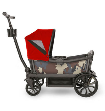 Veer Cruiser (2 Seater) Stroller Wagon + Canopy Bundle - Camo/Pele Red