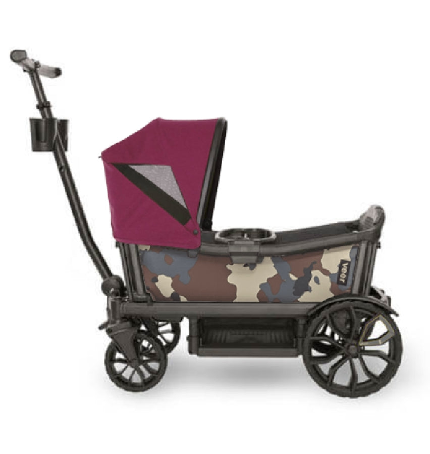 Veer Cruiser (2 Seater) Stroller Wagon + Canopy Bundle - Camo/Pink Agate