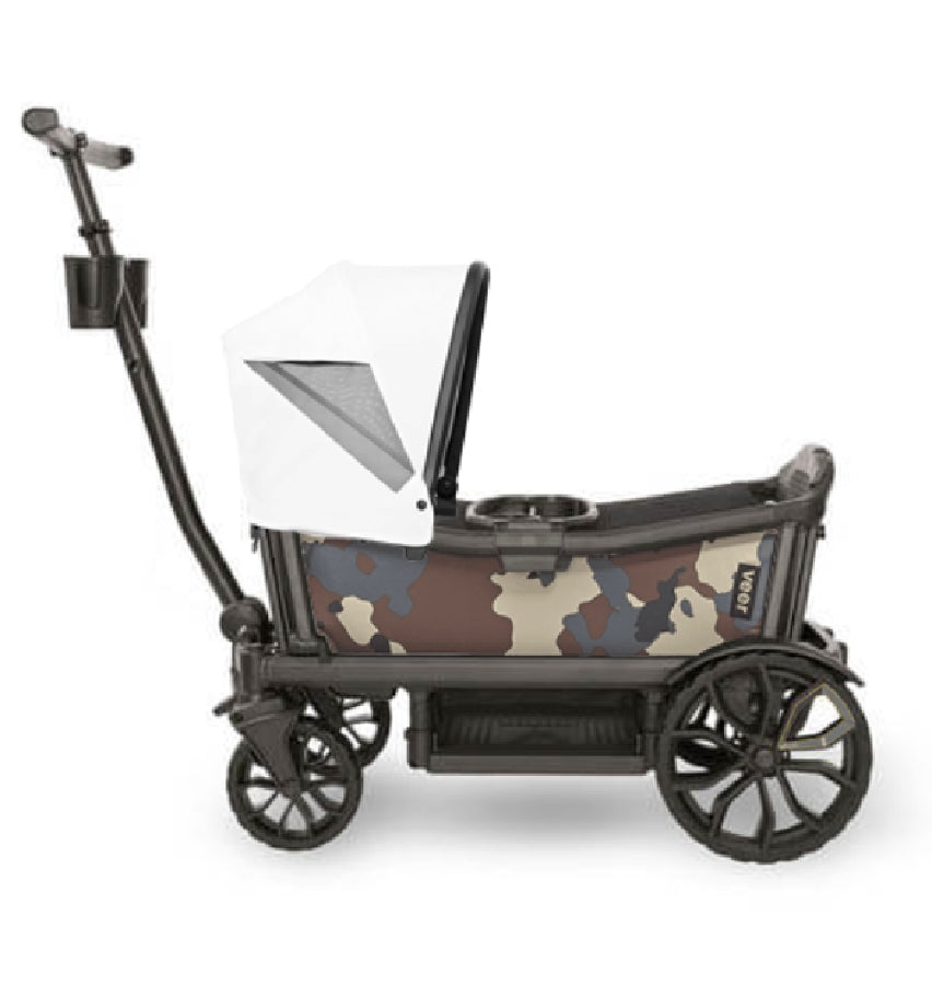 Veer Cruiser (2 Seater) Stroller Wagon + Canopy Bundle - Camo/Savanna White