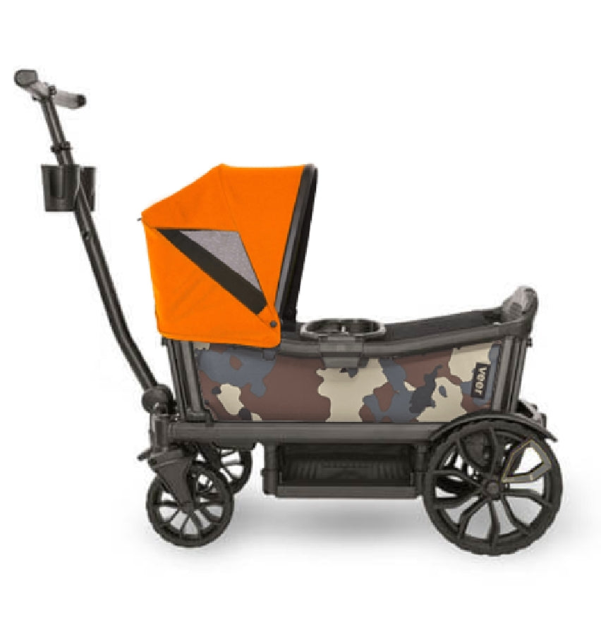 Veer Cruiser (2 Seater) Stroller Wagon + Canopy Bundle - Camo/Sienna Orange