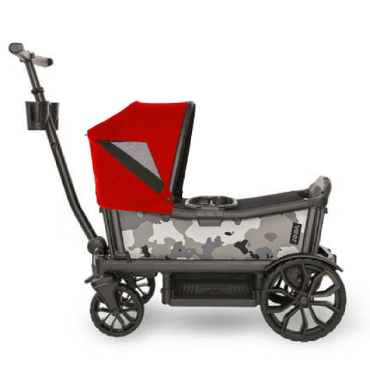 Veer Cruiser (2 Seater) Stroller Wagon + Canopy Bundle - Ice Camo/Pele Red