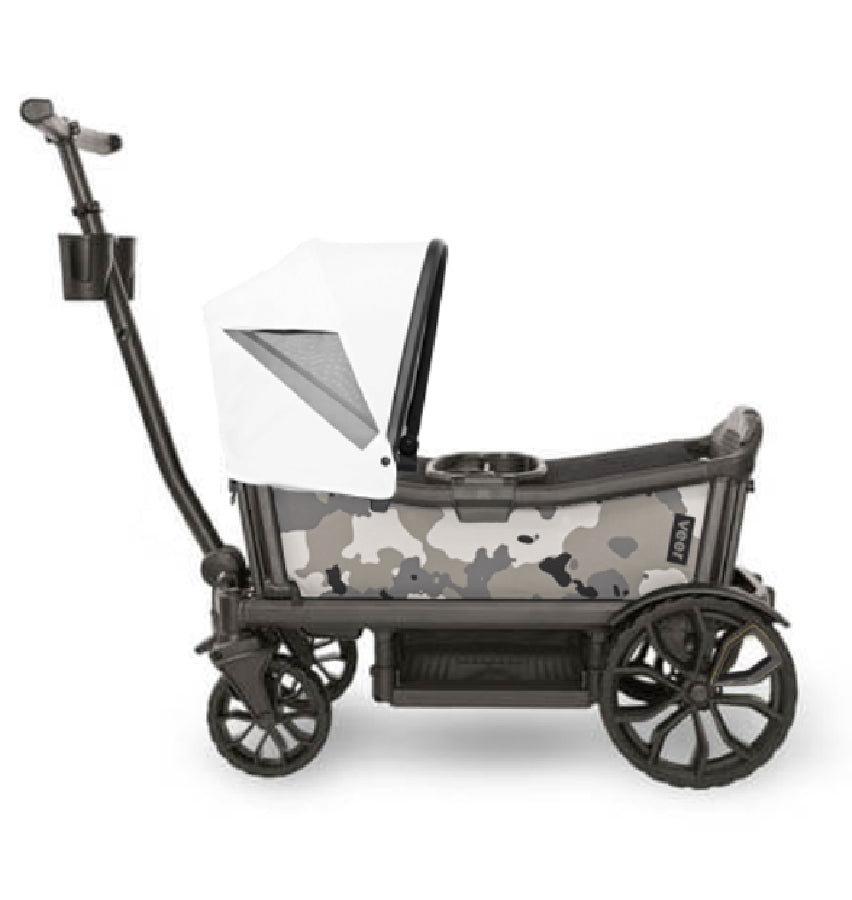 Veer Cruiser (2 Seater) Stroller Wagon + Canopy Bundle - Ice Camo/Savanna White