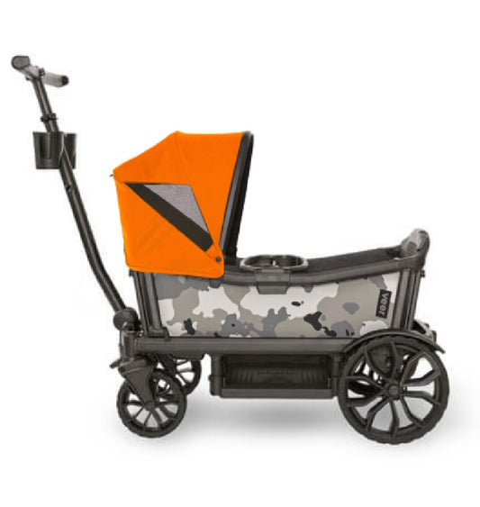 Veer Cruiser (2 Seater) Stroller Wagon + Canopy Bundle - Ice Camo/Sienna Orange