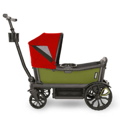 Veer Cruiser (2 Seater) Stroller Wagon + Canopy Bundle - Joshua Green/Pele Red