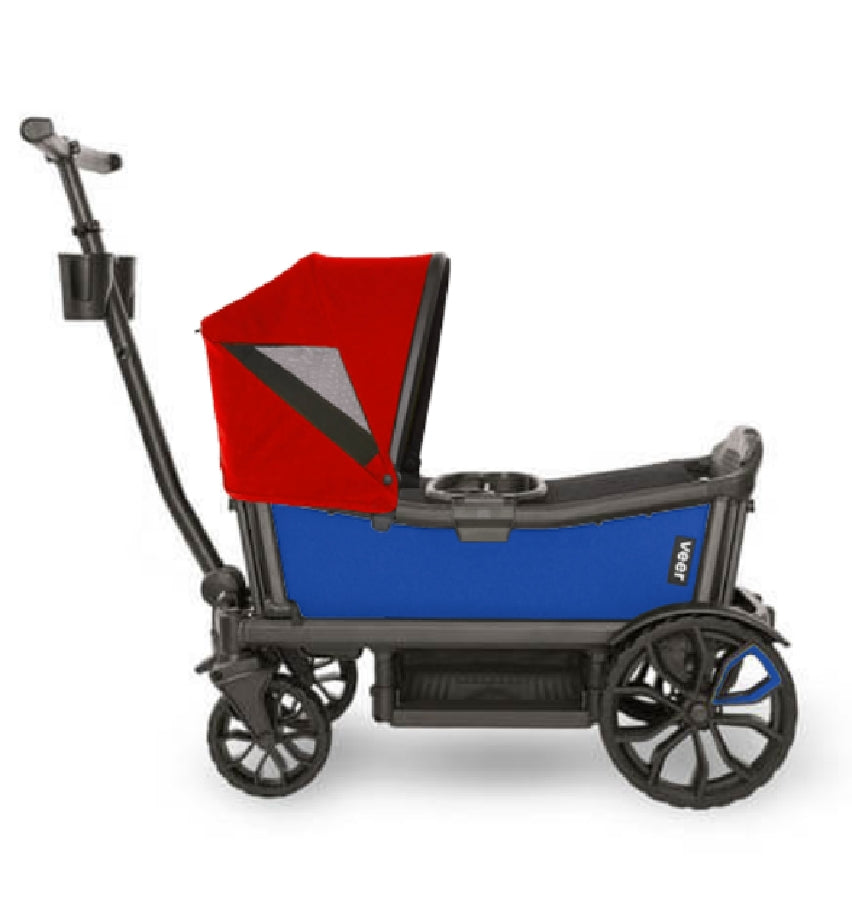 Veer Cruiser (2 Seater) Stroller Wagon + Canopy Bundle - Kai Blue/Pele Red