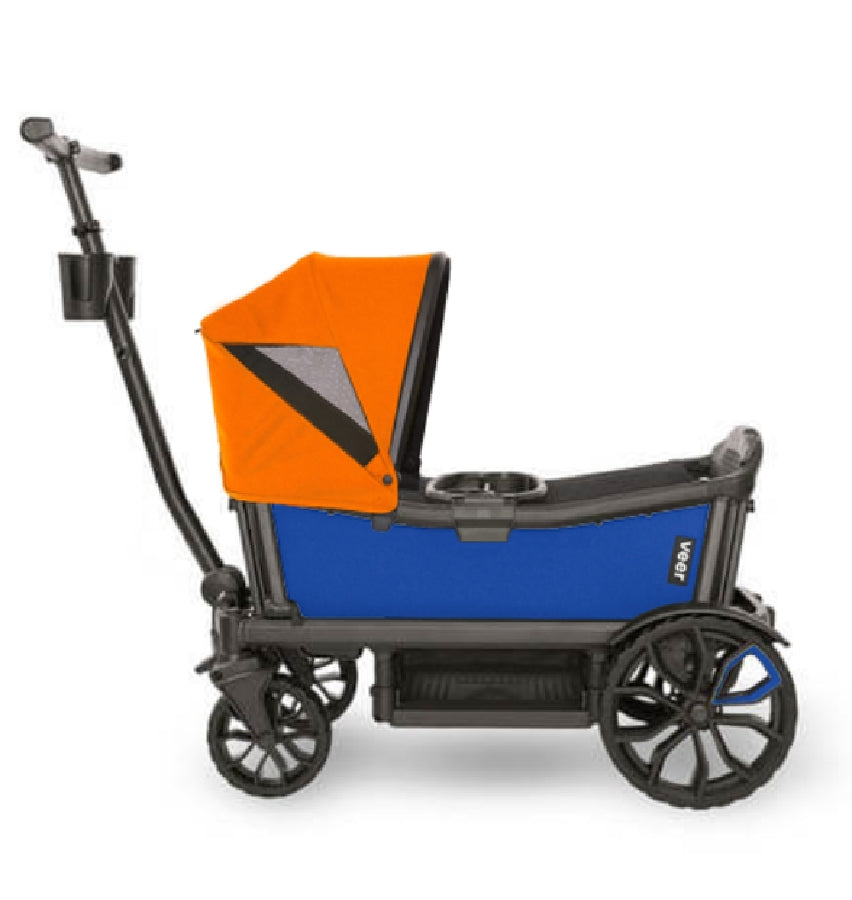 Veer Cruiser (2 Seater) Stroller Wagon + Canopy Bundle - Kai Blue/Sienna Orange