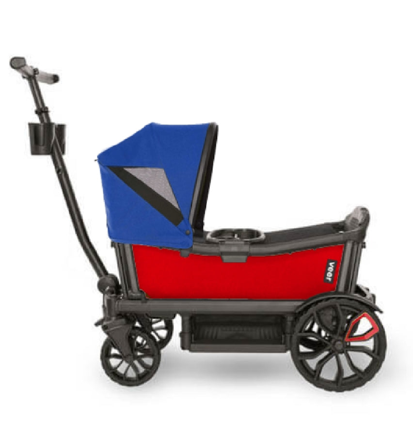 Veer Cruiser (2 Seater) Stroller Wagon + Canopy Bundle - Pele Red/Kai Blue