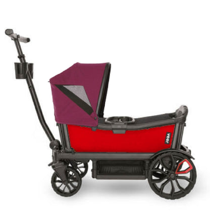 Veer Cruiser (2 Seater) Stroller Wagon + Canopy Bundle - Pele Red/Pink Agate