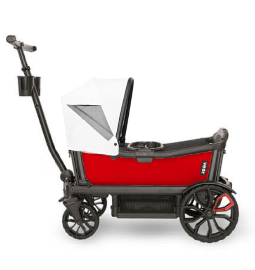 Veer Cruiser (2 Seater) Stroller Wagon + Canopy Bundle - Pele Red/Savanna White