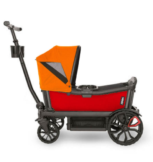 Veer Cruiser (2 Seater) Stroller Wagon + Canopy Bundle - Pele Red/Sienna Orange