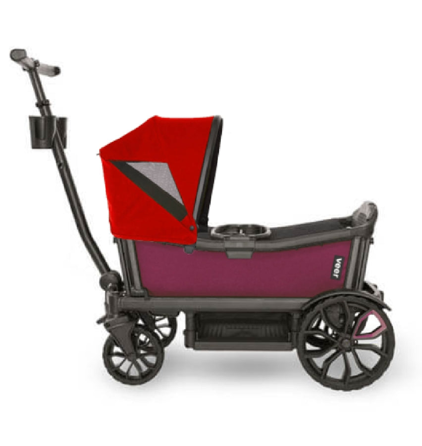 Veer Cruiser (2 Seater) Stroller Wagon + Canopy Bundle - Pink Agate/Pele Red