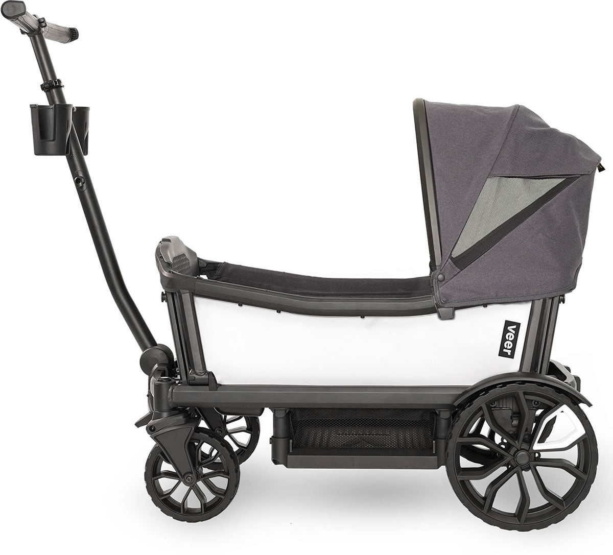 Veer Cruiser (2 Seater) Stroller Wagon + Canopy Bundle - Savanna White/Gray