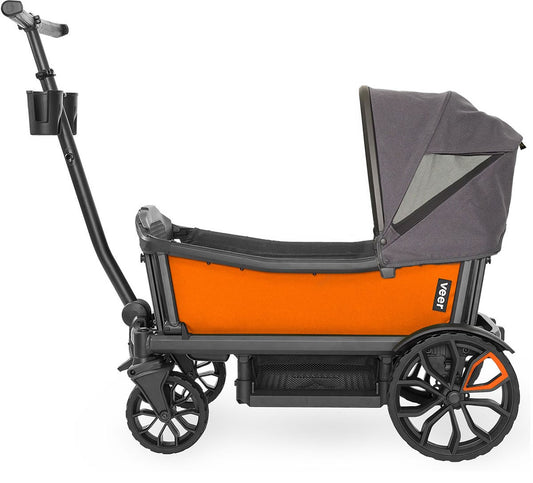 Veer Cruiser (2 Seater) Stroller Wagon + Canopy Bundle - Sienna Orange/Gray