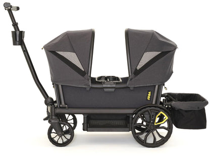 Veer Cruiser XL (4 Seater) Stroller Wagon + 2 Canopy + Basket Bundle - Grey