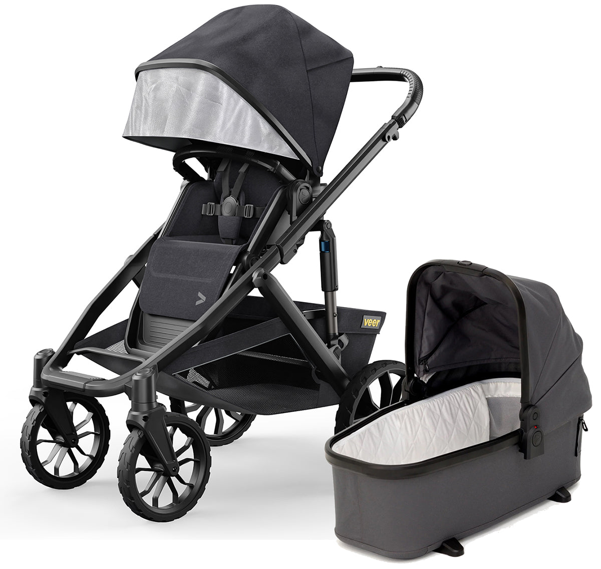 Veer Switch&Roll Single-to-Double Stroller + Bassinet Bundle