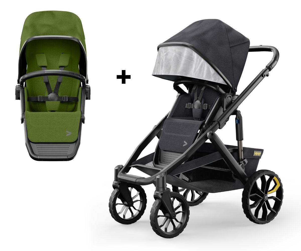 Veer Switch&Roll Single-to-Double Stroller + Color Kit Bundle - Joshua Green