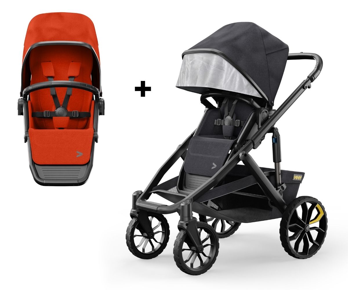 Veer Switch&Roll Single-to-Double Stroller + Color Kit Bundle - Sienna Orange