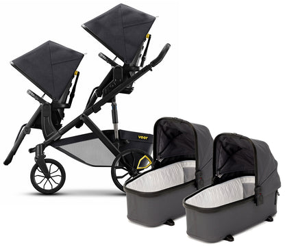 Veer Switch&Roll Twin Double Stroller + Bassinets Bundle