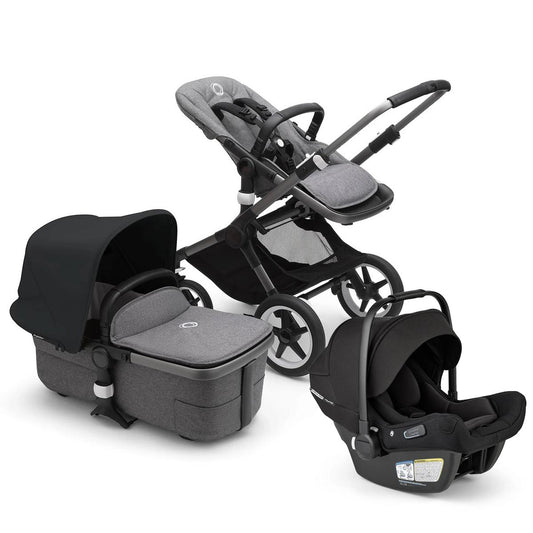 Bugaboo Fox3 Complete Stroller + Turtle Air Shield Travel System Bundle - Graphite / Grey Melange / Midnight Black / Black