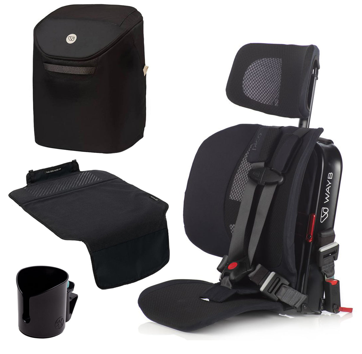 WAYB Pico Forward Facing Travel Car Seat + Essentials Bundle - Jet / Onyx