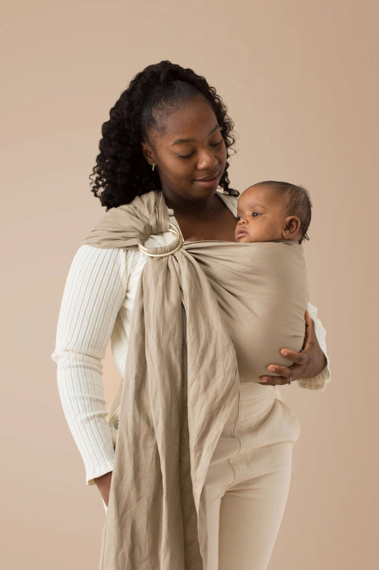 WildBird Linen Ring Sling, Standard (74") - Desert Lark / Gold