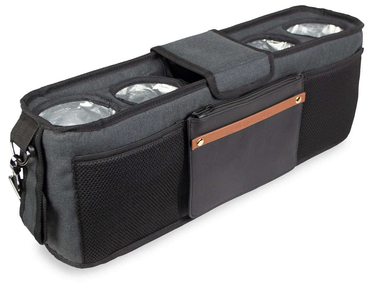 WonderFold Large Parent Console with 4 Insulated Cup Holders - Volcanic Black