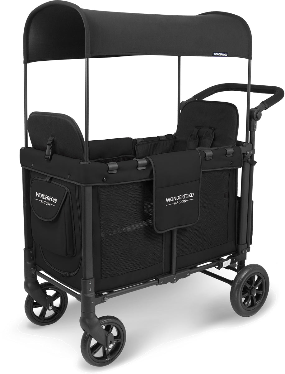 WonderFold OPEN BOX W2 Original (2 Seater) Double Stroller Wagon - Black