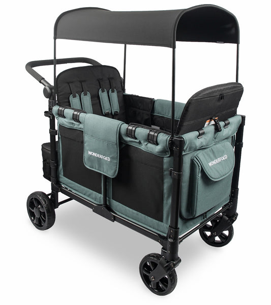 WonderFold OPEN BOX W4 2.0 Elite Multifunctional Quad (4 Seater) Stroller Wagon - Hunter Green