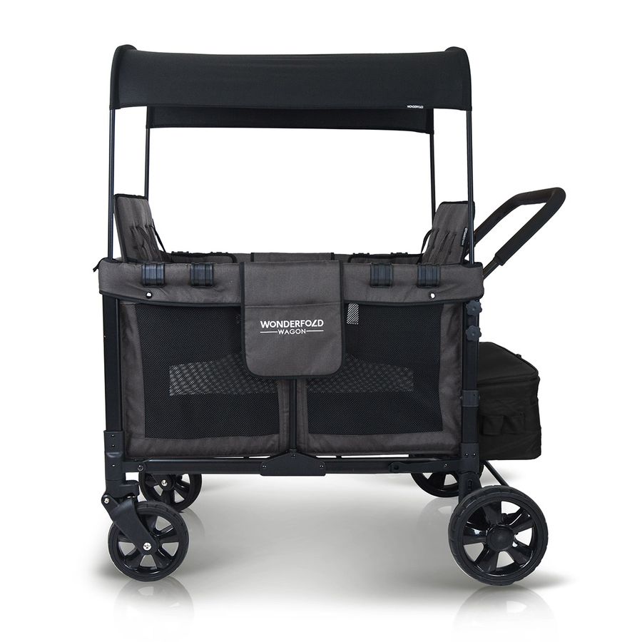 WonderFold OPEN BOX W4 Original Quad (4 Seater) Stroller Wagon - Black