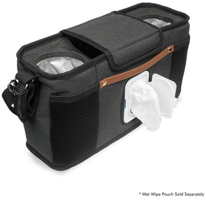 WonderFold Small Parent Console with 2 Insulated Cup Holders - Volcanic Black