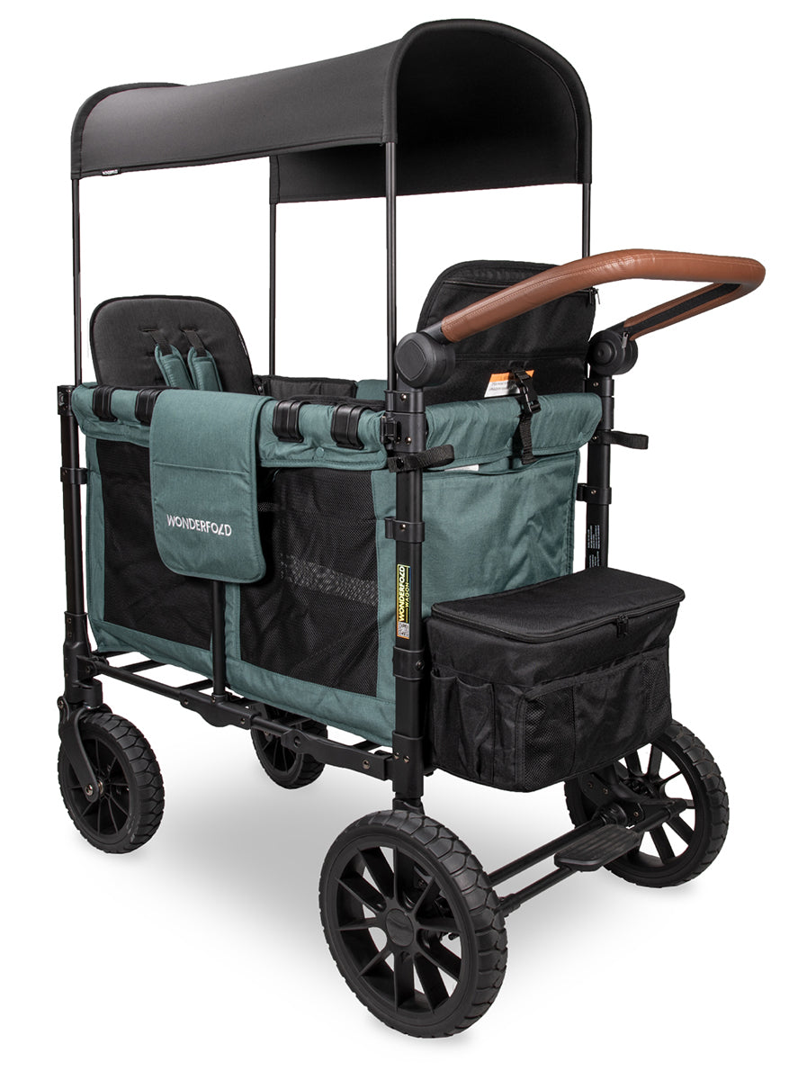 Wonderfold W2 Luxe Multifunctional Double (2 seater) Stroller Wagon - Hunter Green (Albee Exclusive)