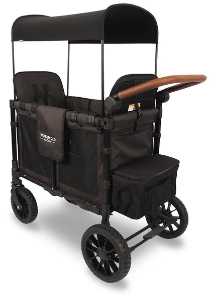 Wonderfold W2 Luxe Multifunctional Double (2 seater) Stroller Wagon - Volcanic Black