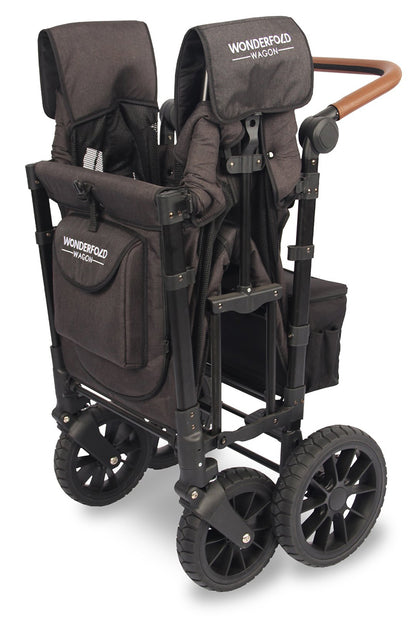 Wonderfold W2 Luxe Multifunctional Double (2 seater) Stroller Wagon - Volcanic Black