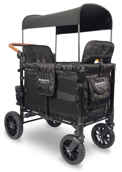 Wonderfold W2 Luxe Multifunctional Double (2 seater) Stroller Wagon - Black Camo