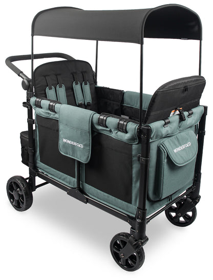 WonderFold W4 Elite Multifunctional Quad (4 Seater) Stroller Wagon - Hunter Green