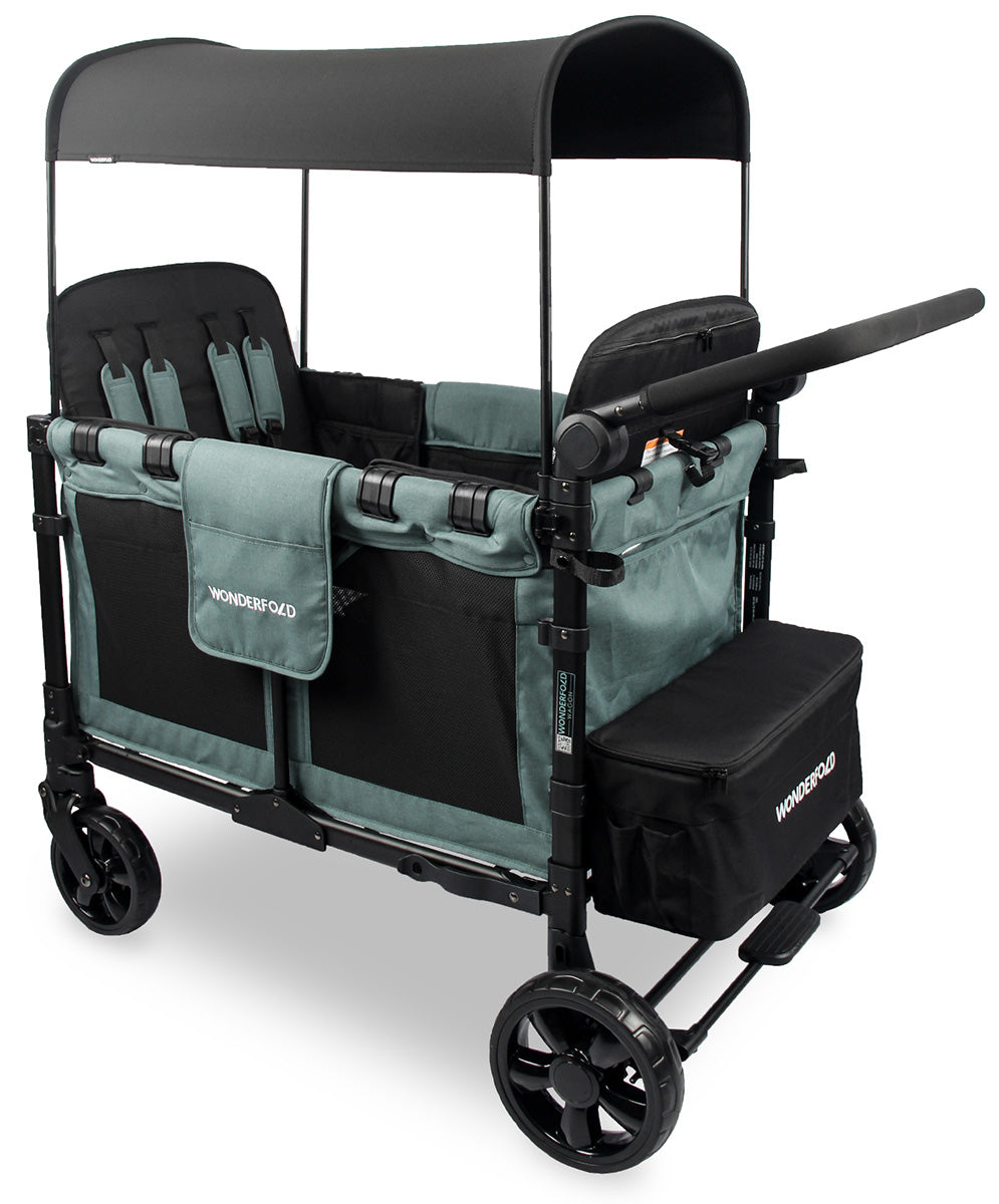 WonderFold W4 Elite Multifunctional Quad (4 Seater) Stroller Wagon - Hunter Green